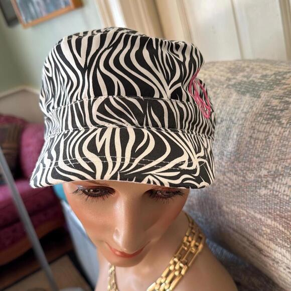777 Lucky Other - 777 Lucky animal print adjustable hat with pink peace sign